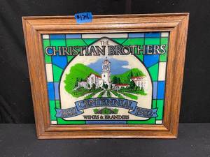 lot 174 image: The Christian Brothers Wines and Brandies framed stained glass