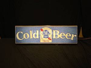 lot 8 image: Pabst Blue Ribbon Cold Beer light up price board