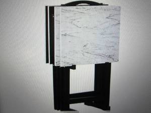 linon marble- look tv tray set open...