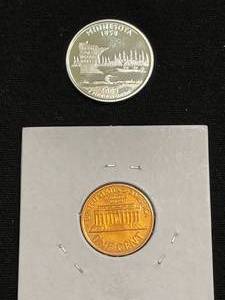 1962 1 Cent & 2005 90% Silver Proof State Quarter