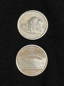 2-2005 State 90% Silver Proof Quarters