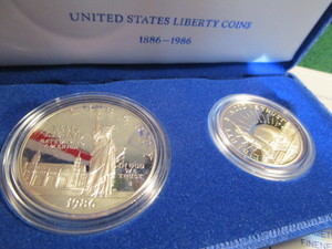 Liberty 1986 Dollar & Half Dollar Coins
