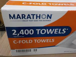 lot 11 image: Case of 2400 Marathon C-fold Towels...