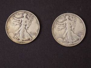 2 Walking Liberty Half Dollars