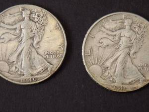2 Walking Liberty Half Dollars