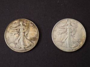 2 Walking Liberty Half Dollars