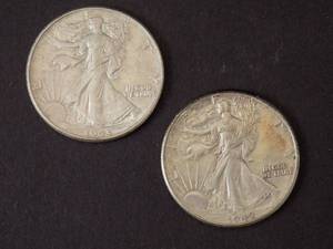 2 Walking Liberty Half Dollars