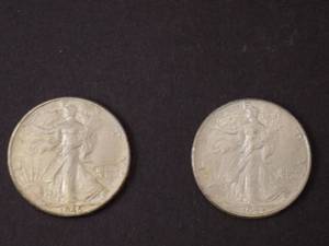 2 Walking Liberty Half Dollars