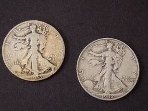 2 Walking Liberty Half Dollars