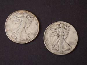 2 Walking Liberty Half Dollars