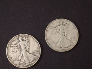 2 Walking Liberty Half Dollars