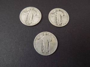 3 Standing Liberty Quarters 1925
