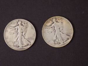 2 Walking Liberty Half Dollars