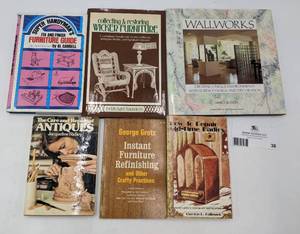 lot 38 image: 6 Rare Vintage Repair and Refinishing Books- Furniture, Old-TimeRadios, Wicker Furniture, and More