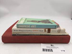 lot 119 image: 5 Beautiful Vintage Art and Sewing Books-Chinese Art, Better Homes & Gardens Sewing Book,Afghans Traditional and Modern,Phillips London Sculpture & Works of Art , Great Tapestries The Web of History From The 12th Century
