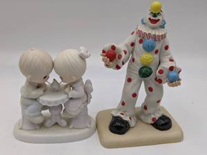 lot TF-21 image: 2 Vintage Hand-Painted Figurines1992 Precious Moments-Our Friendship is Soda-Licious & Limited Edition 1980s Jiggles The Juggler