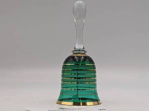 lot TF-25 image: Vintage 1970s Bohemian 7 Glass Green Crystal Bell