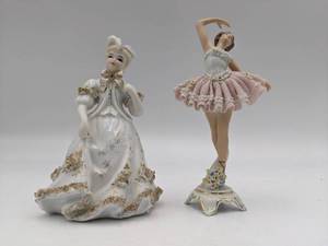 lot TF-12 image: Rare Vintage Sandizell West Germany Ballerina Porcelain Figurine & Lefton China Hand Painted Figurine