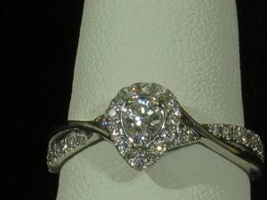 14 Karat White Gold Diamond Engagement Ring - Illusion Setting