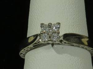 10 Karat White Gold Diamond Engagement Ring - Illusion Setting