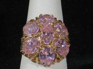 10 Karat Yellow Gold Pink Topaz Cocktail Ring