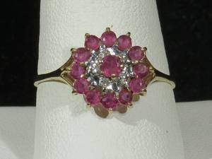 10 Karat Yellow Gold Ruby and Diamond Ring