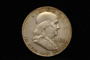1959-D Franklin Silver Half Dollar Coin