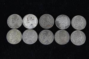 10 Jefferson Wartime Silver Nickel Coins