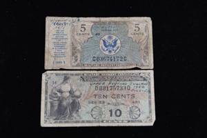 2 US Military Payment Certificates
