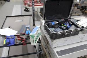lot 19 image: Testing Equipment, Hard Side Carry Case, Nitestar Distance Measuring Tool, Temp PE961, LV Triax Tester, Temperature Probe 80T-150U, Tempo 77GX