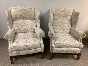 lot 37 image: Pair of wing-back chairs