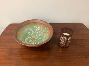 lot 41 image: Bowl & Candle Holder