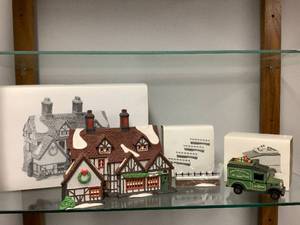 lot 74 image: Dept 56, Set #12 Ashbury Inn, Churchyard Fence Extensions & Village Express Van