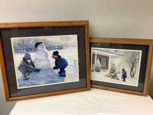 lot 81 image: Winter Play Framed Art