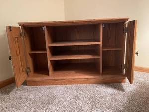 lot 203 image: Corner TV Cabinet, Solid Oak.