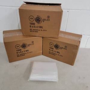 3 Boxes of Reclosable 6 x 8 x 2 MIL Zip Top Bags QTY 3000 Gold Seal  (Value  $100)