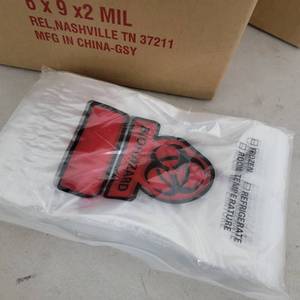 2 Boxes of Reclosable 6 x 9 Biohazard Zip Top Bags QTY 2000 (Value  $100)