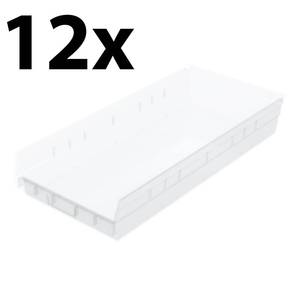 12 Clear 4x 23-58 x 11-18 Storage Shelf Bin 30174 Akro-Mils (Valued  $235)