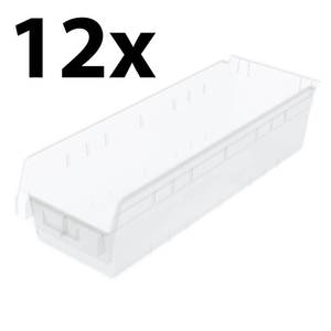 12 Clear 6x 23-58 x 8-38 Storage Shelf Bin - 30084 Akro-Mils (Valued  $295)