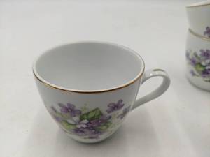 lot 103 image: Vintage Violet Teacup and Snack Plates-Set of 5