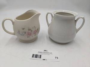 lot 73 image: Vintage Porcelain Creamer and Sugar