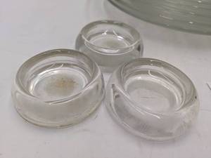 lot 04 image: Fabulous Vintage Glass Collection- Depression Glass Swirl & Vintage Glass Furniture Coasters