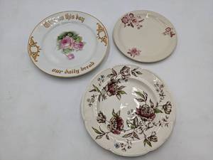 lot 33 image: 3 Stunning Hand Painted Vintage China Plates- Shenango Ivory China Bavaria Windsor Ware