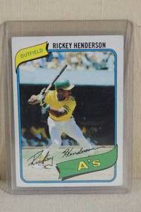 lot 30 image: 1980 Topps Rickey Henderson #482 Rookie Card