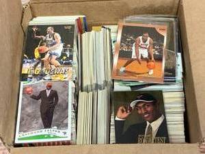 Box of Hundreds of 1990s Basketball Cards with Stars