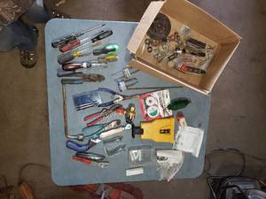 Box of Miscellaneous Tools and Garage Items