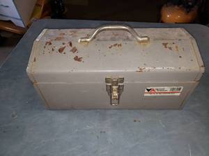 Grey Metal Toolbox with Contents
