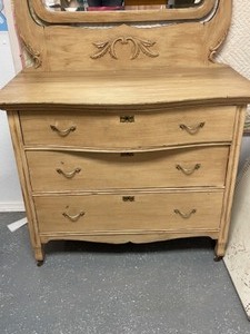 Antique Blonde Dresser with Mirror