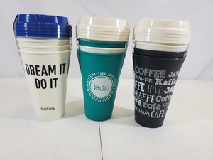 12 New Reusable Travel Tumblers with Lids