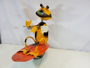 New Handmade Recycled Metal Frog Paddleboarding  Kayaking